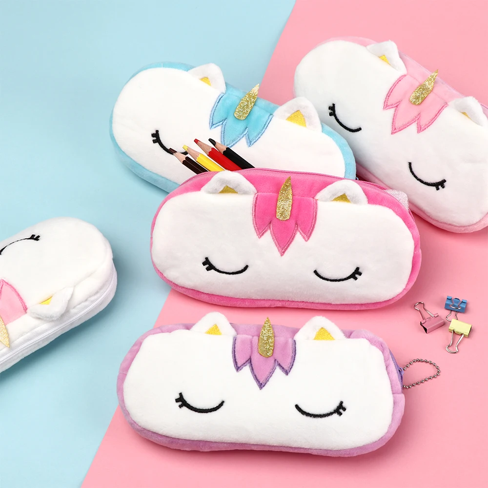 

2019 NEW Kawaii 20CM Unicorn Zip Plush Coin Bag Pouch Pencil Case Purse Wallet Case Plush wallet Plush Toy For Kids