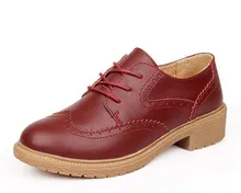 Brand Genuine Leather Shoes Woman Designer Vintage Flat Shoes Round Toe Handmade Creepers Oxford Shoes Women Brogues size 34-41