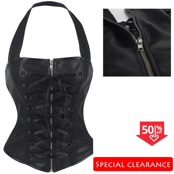 

Hot Sale Black Overbust Halter Corset Top Sexy Women Slimming Waist Corsets Costume Waist Corselet Push Up Corsets