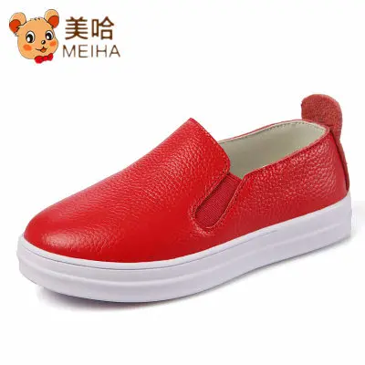 Осенняя детская обувь; уличная женская детская модная спортивная повседневная обувь; кроссовки для девочек из натуральной кожи; женская обувь - Цвет: Red