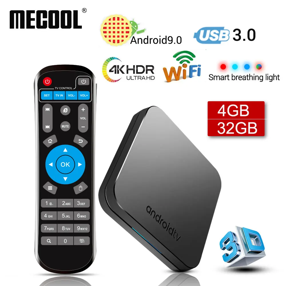 Nuevo 2019 MECOOL KM9 Android 9,0 TV Box Amlogic S905X2 Quad Core 4G DDR4 32G ROM 4 K android 9 Smart TV Box USB 3,0 reproductor de medios - 1