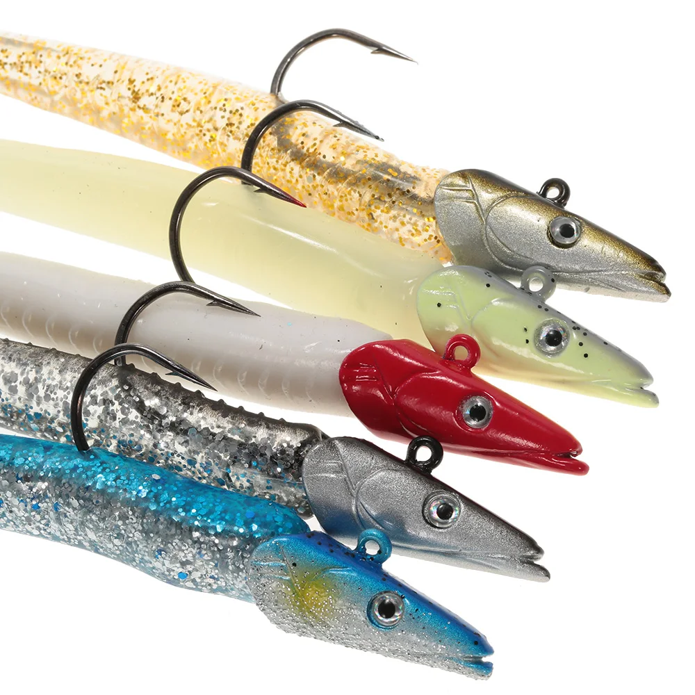 5-Pz-lotto-Morbido-di-Pesca-Lure-22g-110mm-Verme-Pesca-Sinking-Swimbaits-Jig-Testa-Richiamo (2)
