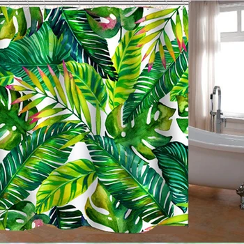 

Green Plants Shower Curtain Bathroom Waterproof Shower Curtain Green Leaves Curtains Bathroom Use, free shipping