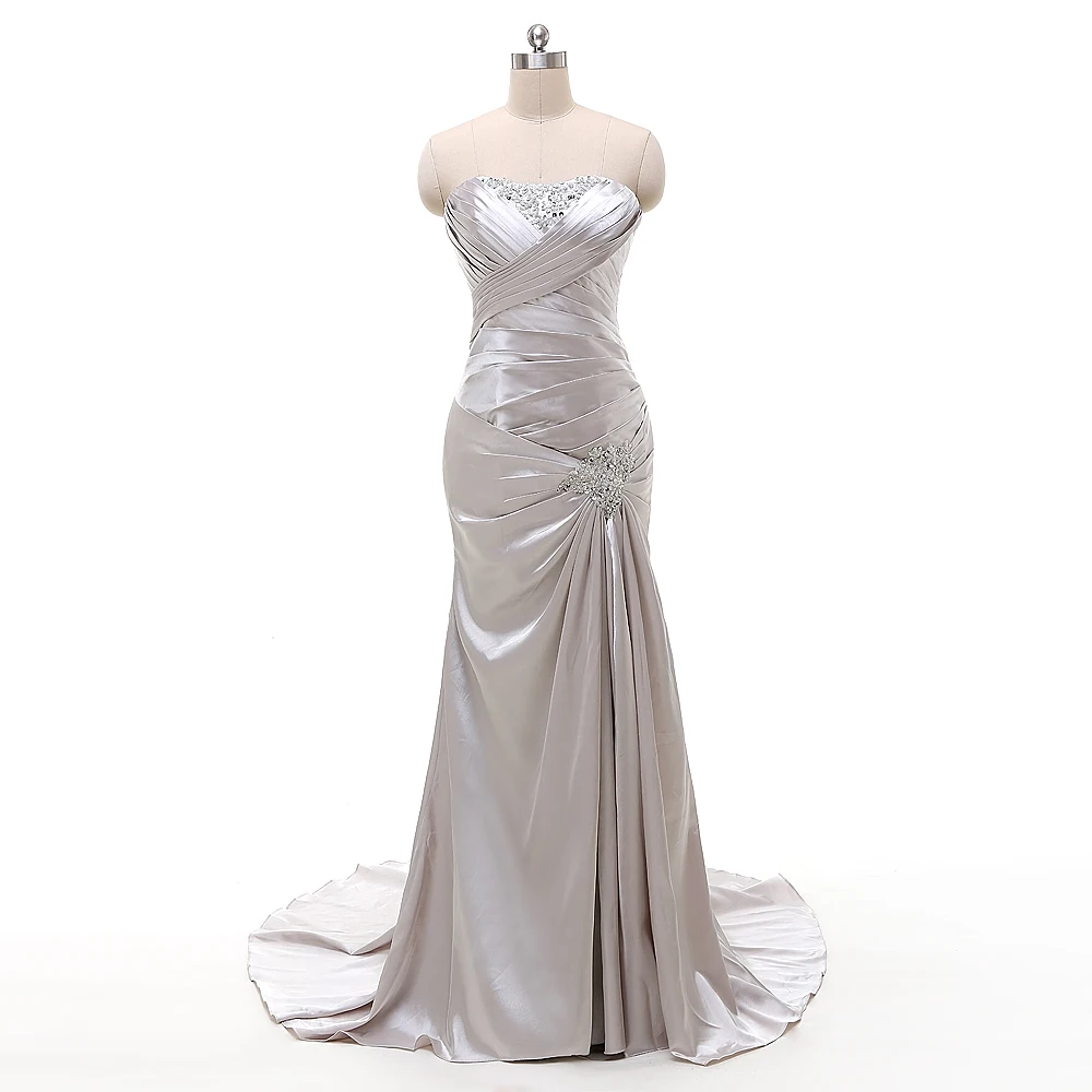 Blue Long Evening Dress Lace Beaded Vintage Prom Gowns Vestido De Festa