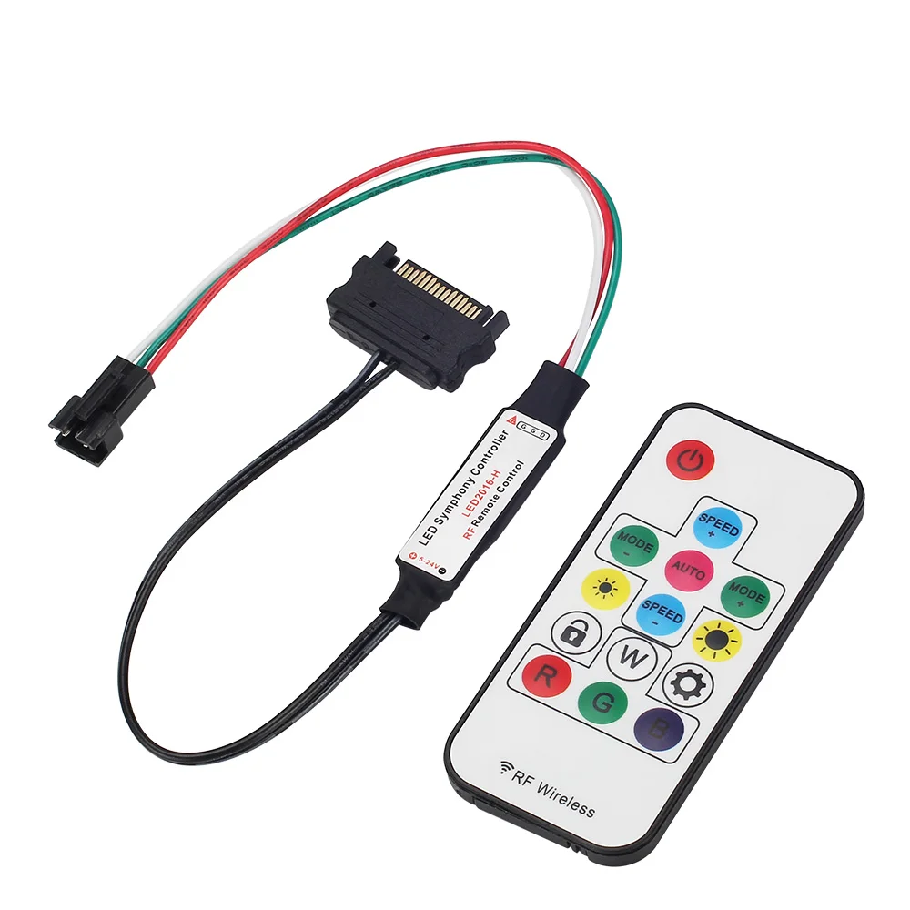 5 V-24 V RGB Led контроллер 14 ключи питания SATA Интерфейс RF симфония с пультом дистанционного управления для WS2811 WS2812 WS2812b полосы