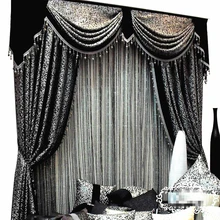Пользовательские шторы Высокое качество Современная мода роскошный Европейский черный белый жаккард Мозаика затемненные шторы тюль балдахин N225