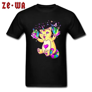 

Kawaii T-shirt Men Funny Clothes Summer Unicorn Cat Print T Shirts Kawaii Adult Clothes Party Black Tshirt Cotton Tops & Tees