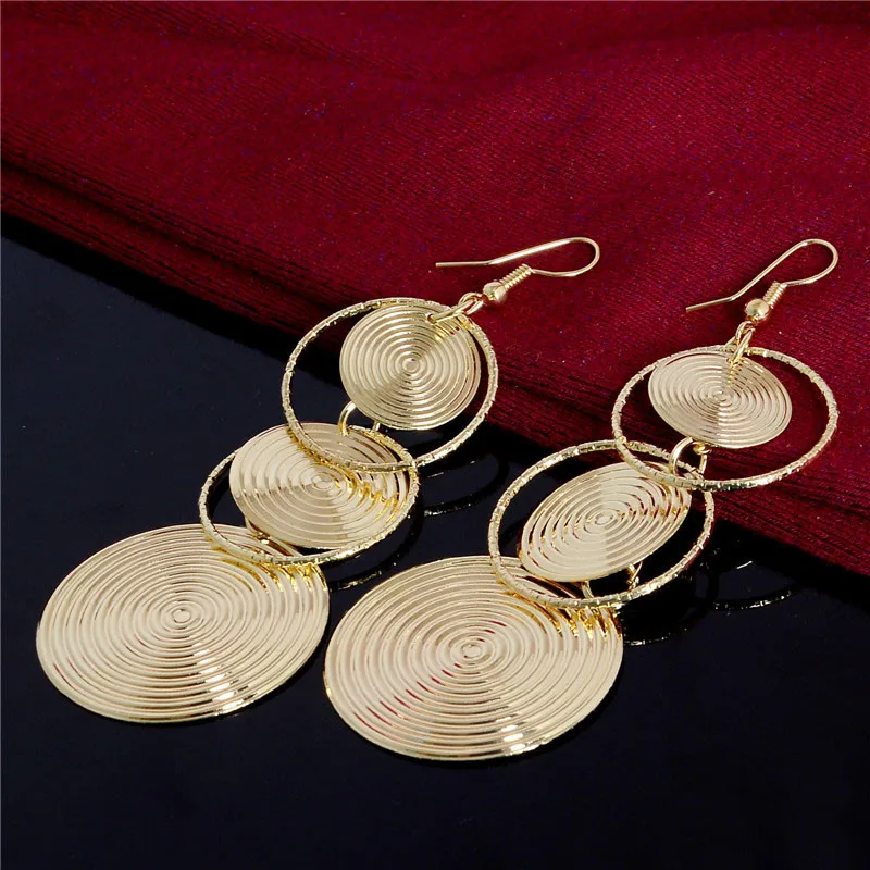 Новые поступления shuangr круглые серьги-капли Mujer Jewelry спиральный узор серьги для Для женщин Золотистое украшение ювелирные изделия