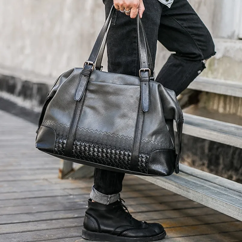 

Luxury Travel Luggage Shoulder Bag Leather Mens Travel Bags Large Capacity Duffle Bag Laptop Holder BusinessTravel Bag