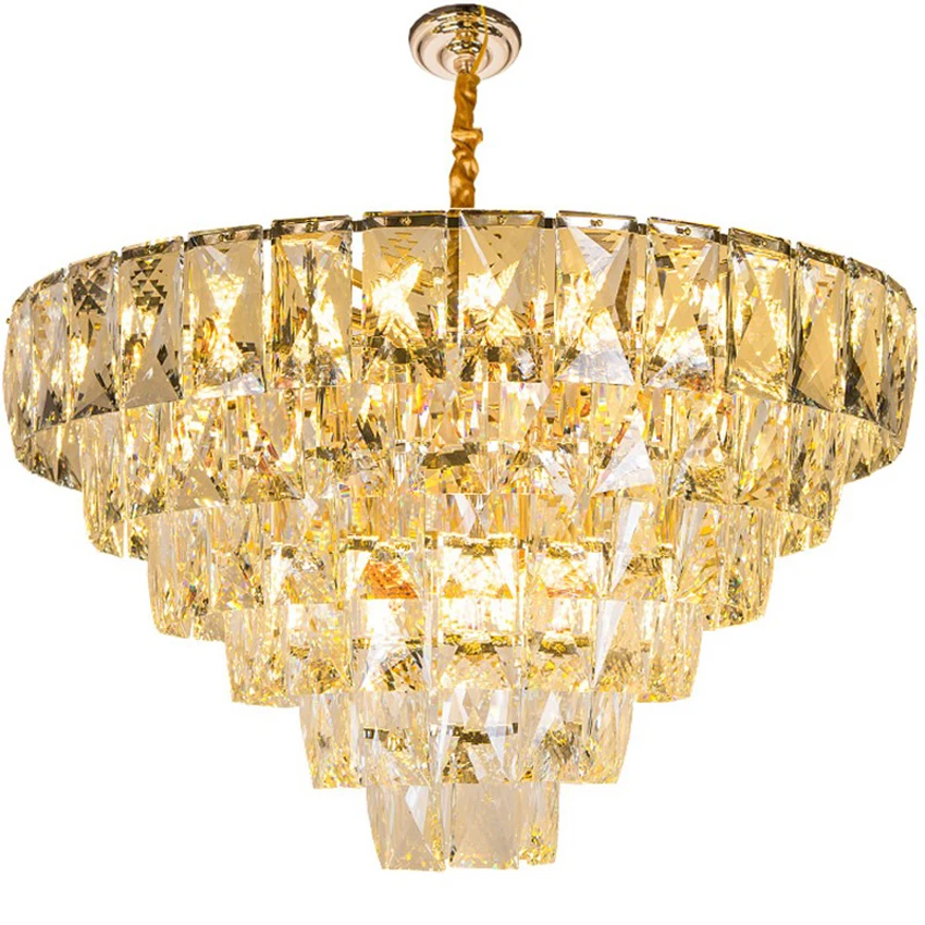 

Gold Morden Crystal Chandelier Lighting Fixture Lustre Cristal Living Room Dining Room LED light Luxury Round and Oval Luminaire