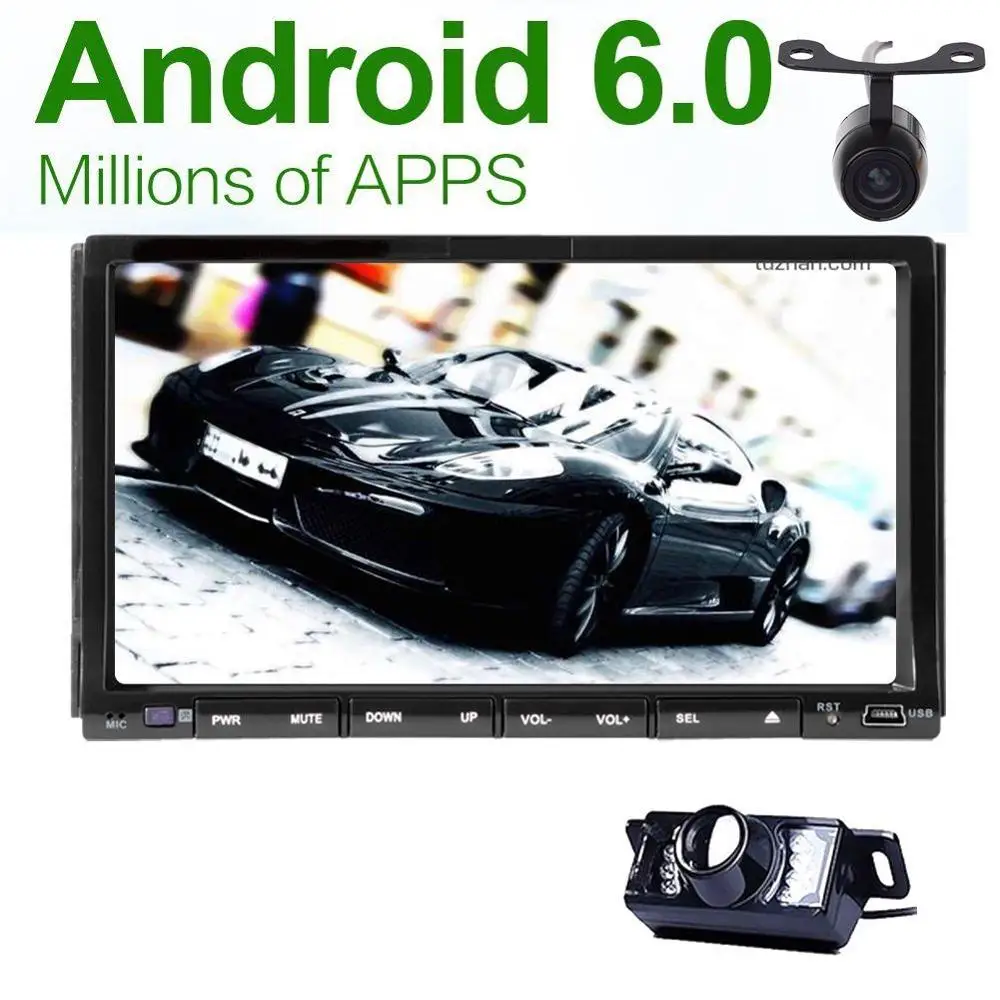 Best Dual CAM-IN !Universal 2Din Unit 7 Inch in console 2din car gps Head Unit GPS Car Stereo DVD CD Player WIFI OBD2 SWC Mirror link 0