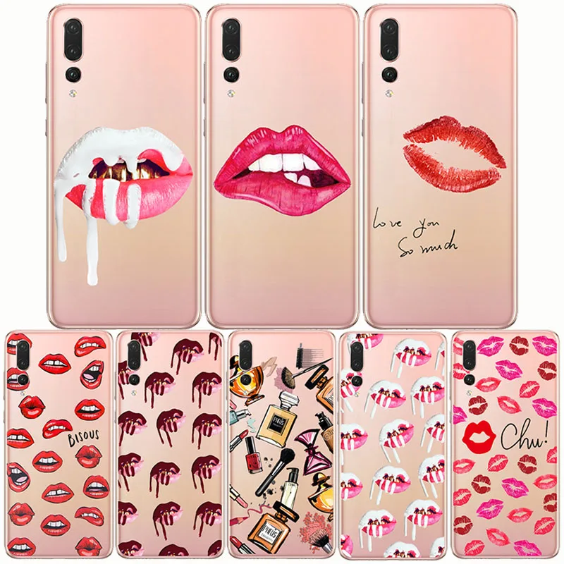 

Makeup Sexy Kylie Jenner Lipstick Lips Girls Silicone Transparent Soft Mobile Phone Case for Huawei P30 P20 P10 Pro Lite