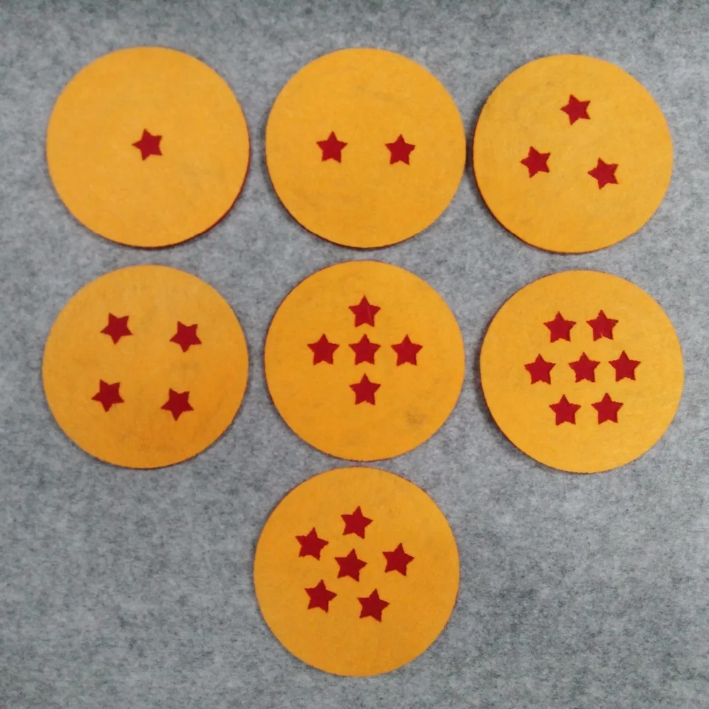 

7 pcs Dragon Ball Party Felt Coaster Cup mats Cartoon Pad supply fabric