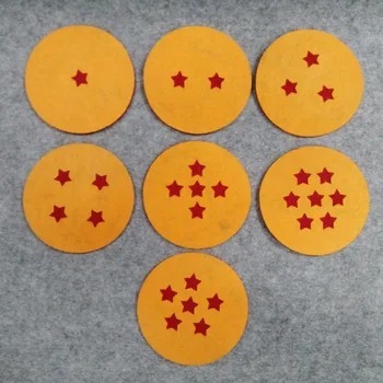 

7 pcs Dragon Ball Party Felt Coaster Cup mats Cartoon Pad supply fabric