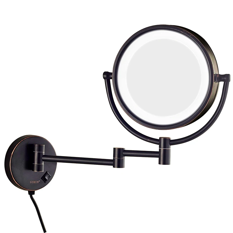 Gulun настенное крепление для ванной светодиодный зеркало для макияжа с подсветкой 10X/1X увеличительное двухстороннее зеркало для бритья латунь масло-потертая бронза