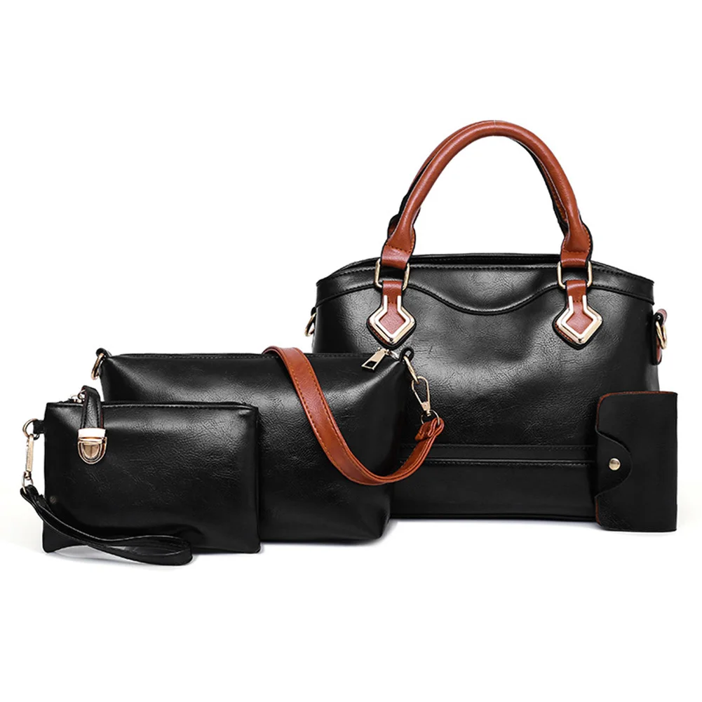 

4 Pcs/Set Women Composite Bags PU Leather Casual Handbag Shoulder Bag Purse Card Holder Gift LBY2018