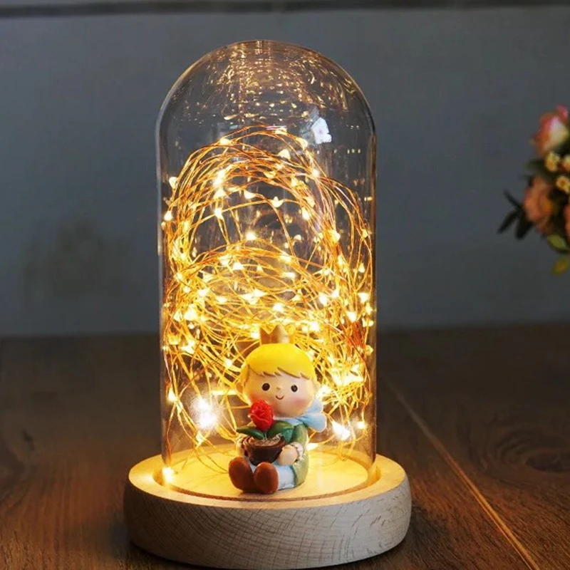 Glass Display Cloche Domes LED Lights for Christmas Wedding Decoration