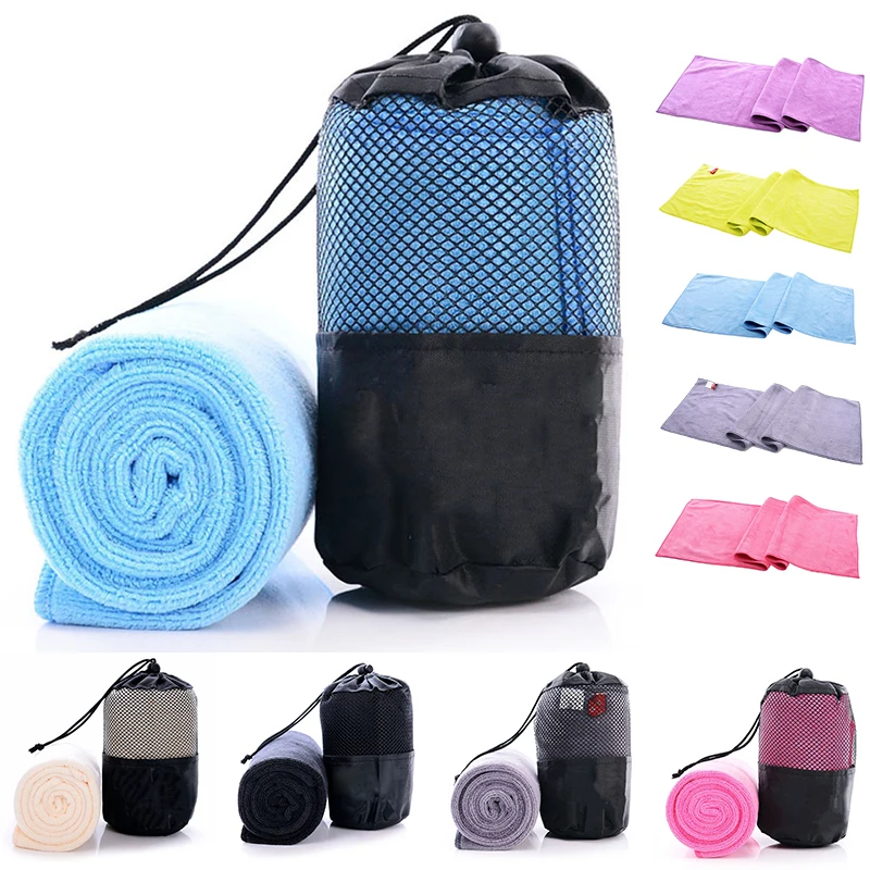 Fast Quick Drying Sports Towel With Mesh Bag Microfiber For Outdoor