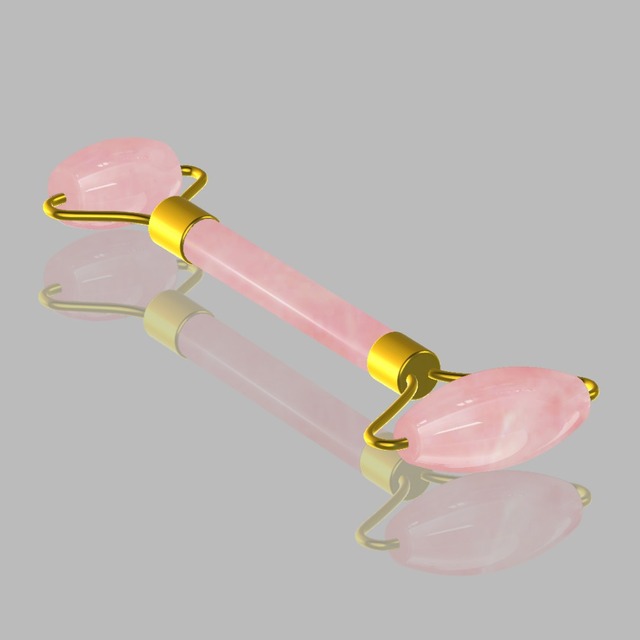 Natural Stone Jade Roller Facial Massager Portable Face Lift Tools Rose Quartz Face Roller Skin Care Gua Sha Set Tool