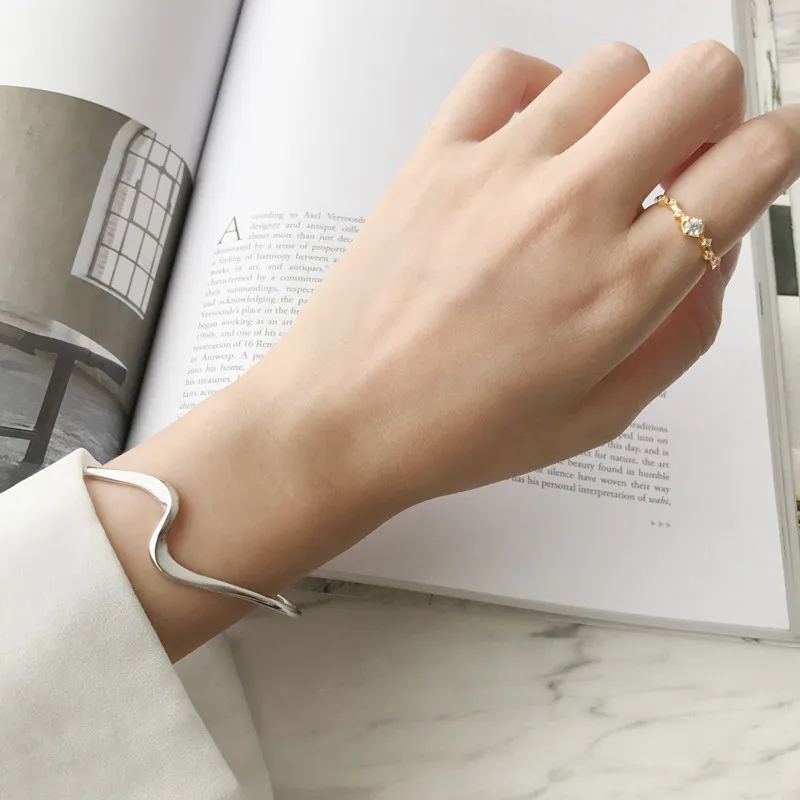 

Pure silver Men And Women femme Bracelets Bangles Nails Open Cuff Bracelet Simple Waves Bracelet Femme Boho Fashion Jewelry Gift