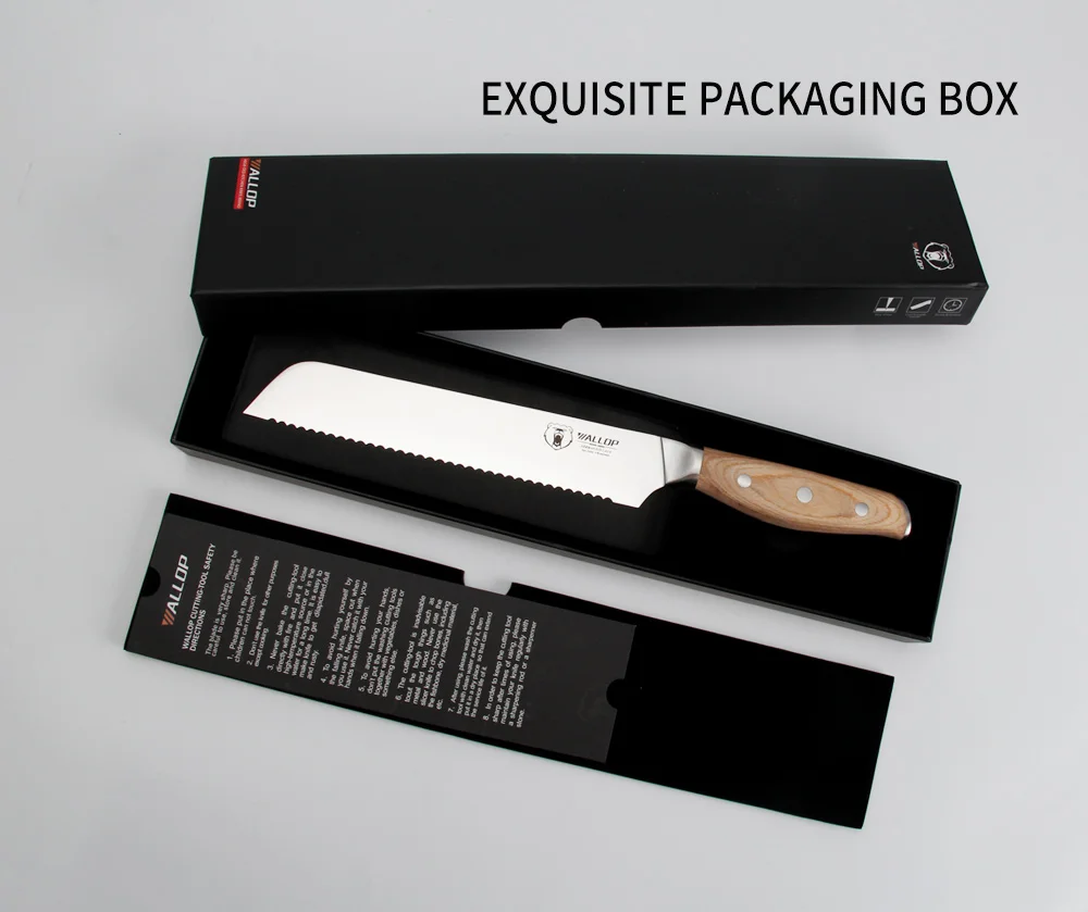 WALLOP нож для хлеба-немецкий ключ DIN 1,4116 из нержавеющей стали для нарезки торта нож для кухни-эргономичная натуральная деревянная ручка-8''