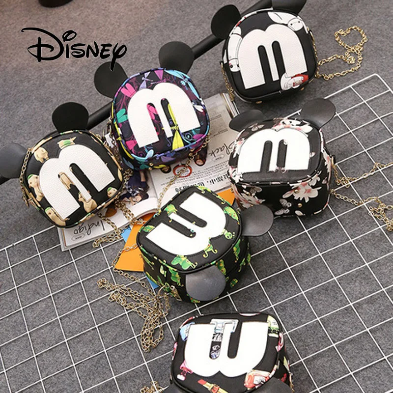 

2019 Fashion Disney Mickey Mouse Women Round Handbag Messenger Bags PU Leather Shoulder Bag Lady Crossbody Mini Plush Backpack