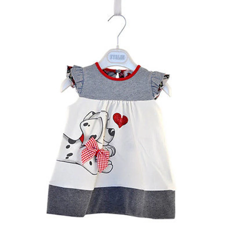 

Toddler Lovely Baby Girls Princess Ruffles Sleeveless Party vestidos Cartoon Printed Dress Kids Fille Jolie One-piece Dresses