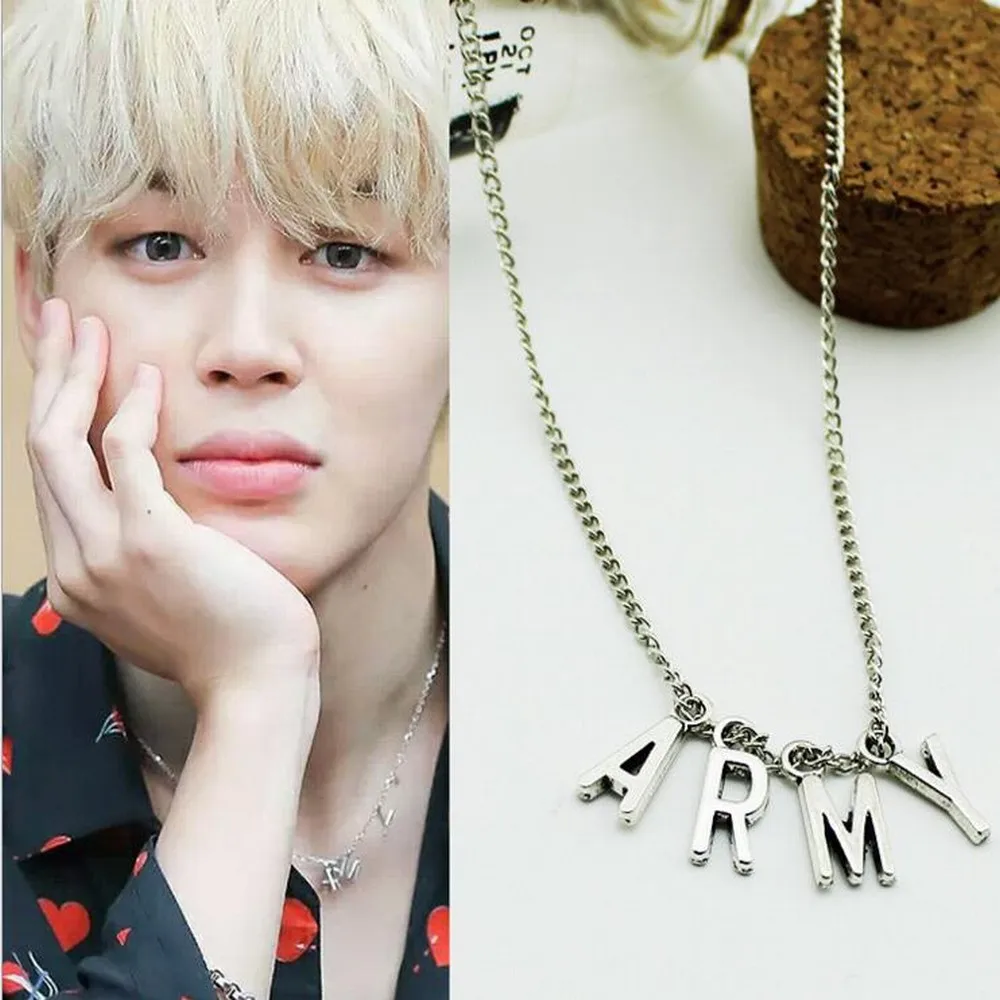 

Kpop ARMY Necklace Women Men Jewelry Collier Korea Fashion BTS Album Love Yourself Accessories 2017