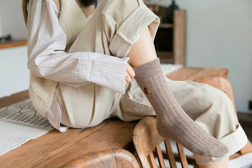 Harajuku для женщин модные хлопковые осень зима кашемир кучи экипажа носки для девочек полосатый Спорт повседневное уникальный японский