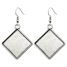 5 пар 20 мм квадратный простой стиль Камея Установка кабошон серьга крючки серьги Кабошон Установка ювелирных изделий