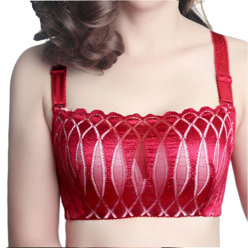 

Female Anti-glare Bra Without Steel Ring Lace Underwear Four-breasted Bra