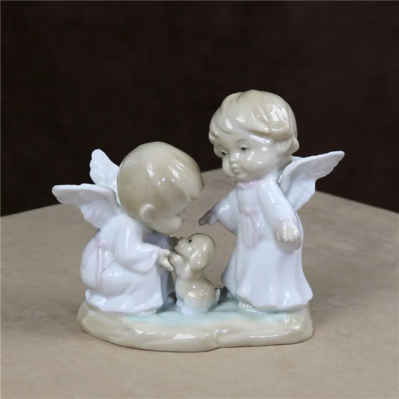 Cute Porcelain Baby Angel Statue Ceramic Doll Angel Lovers Sculpture