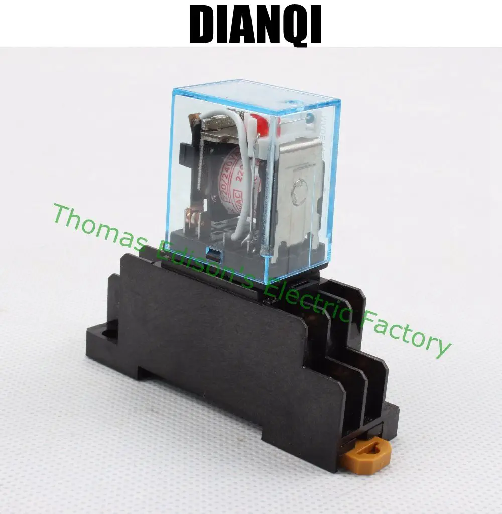 MY2P HH52P MY2NJ relay 220V AC coil high quality general purpose DPDT micro mini relay with socket base holder MY2P HH52P MY2NJ relay 220V AC coil high quality general purpose DPDT micro mini relay with socket base holder