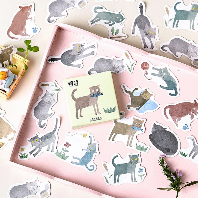 

45 Pcs/box Sick cats diary paper sticker DIY decoration stickers diary photo album scrapbooking planner label stickers