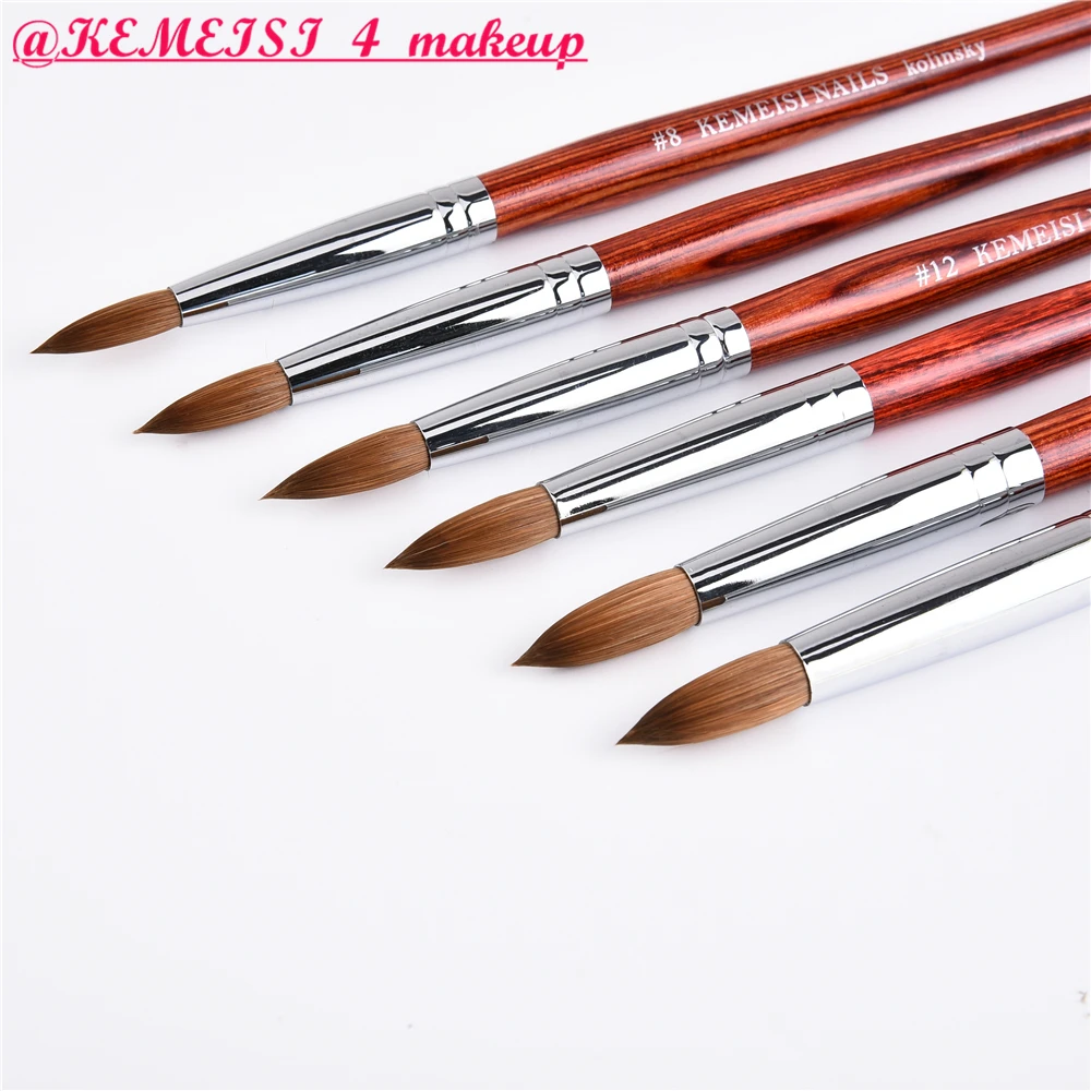 

KEMEISI 2019 New Red Wooden Handle Kolinksy Nail Brush Grade A Round Ferrule Size 8,10,12,14,16,18,20 Can Be Chosen N19101