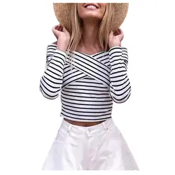 Для женщин Новая мода Европейский Стиль весенние пикантные Slash Средства ухода за кожей Шеи Рубашка Бюст крест Рубашки для мальчиков Леди