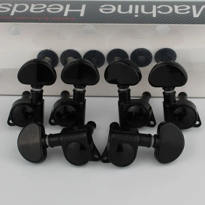 

1 Set Grover Electric Guitar Machine Heads Tuners 3R3L Black 18-1 Tuning Pegs
