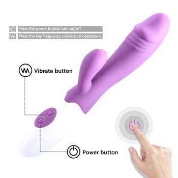 G spot Dildo Rabbit Vibrator, Dildo vibrator Dual Vibration Waterproof Female Vagina Clitoris Sex toy for Women Adult Sex Toys 4
