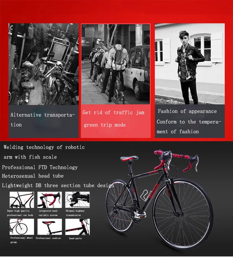 Excellent Road Bike Cycling bicycle 14 Speed Aluminum Alloy 26 inch Multicolor Options Curved handle racing bicycle 2