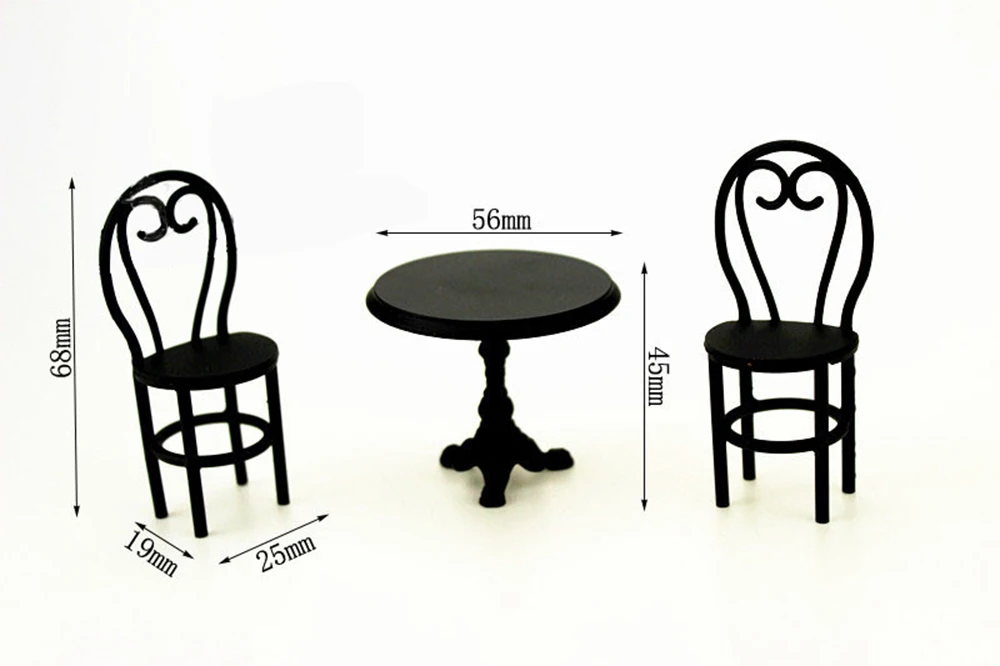 1/12 Dollhouse Miniature Accessories Mini Metal Dining Table Chair Set Simulation Furniture Model Toys for Doll House Decoration