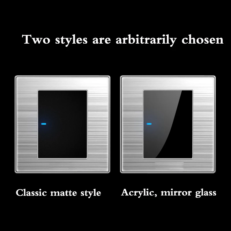 1 2 3 Gang 1 2 Way Bright home switch socket type 86 wall socket with led brushed stainless steel Germany France US UK socket