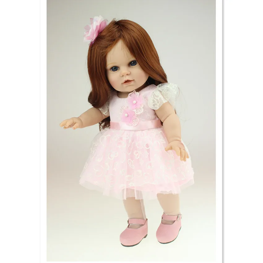 

Vivid American Girl Dolls Princess Doll with Pink Dress,18 Inch/40cm Vivid Silicone Baby Doll Toys for Kids