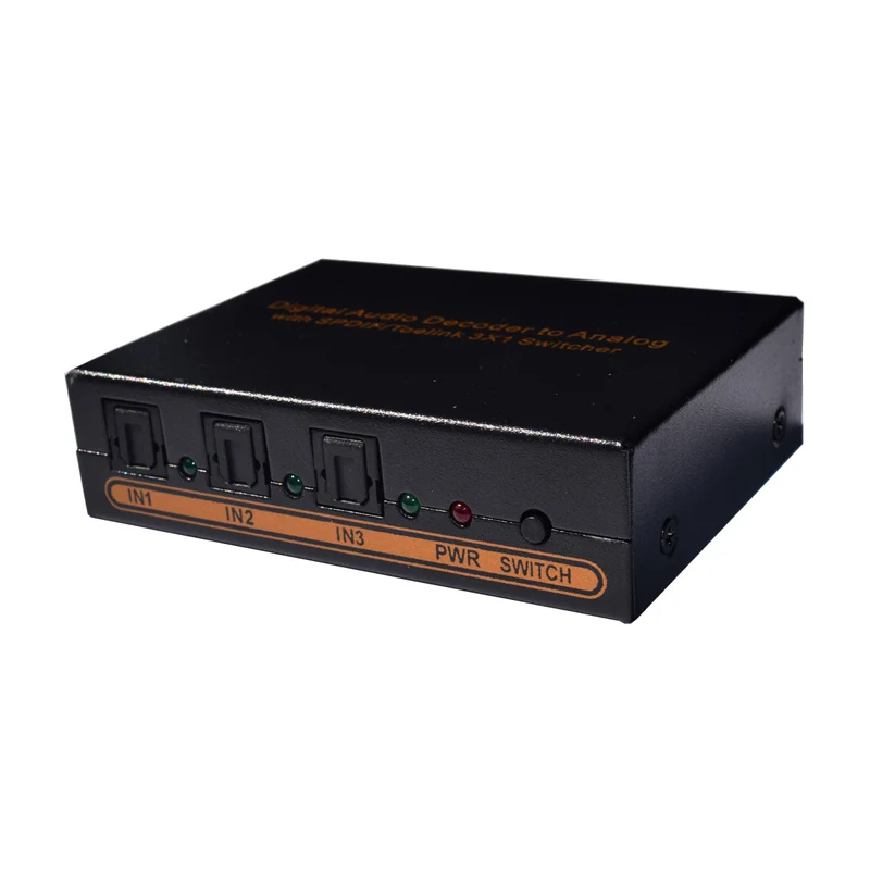 Цифровой аналоговый аудио декодер конвертер с SPDIF/Toslink 3X1 переключатель поддержка