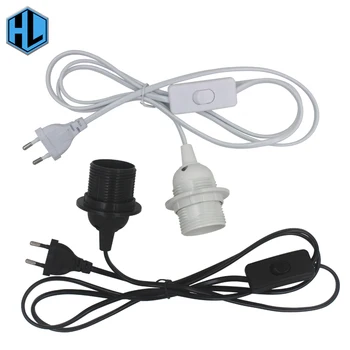 

free shipping 1.8m Power Cord Cable E27 Hanging Light Socket EU Plug with 303 Button Switch Wire 250V Lamp Base for LED Bulb