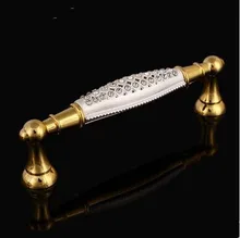 96mm fashion deluxe 24K gold drawer pull cabinet handle crystal diamond dresser cupboard wardrobe villadom furniture