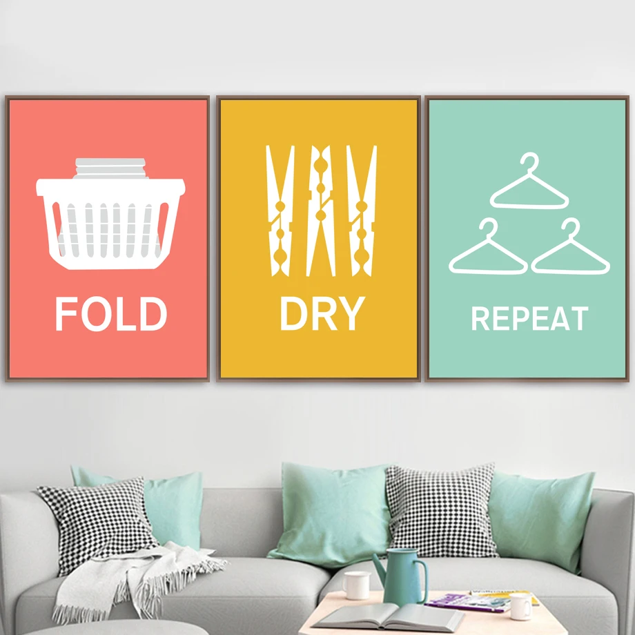 Cartoon-Wash-Fold-Repeat-Dry-Laundry-Quotes-Wall-Art-Canvas-Painting-Nordic-Posters-And-Prints-Wall (2)