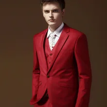 Горячая Распродажа регулярные темно-красный смокинг для жениха Пик нагрудные one button человек Свадебный костюм Свадебный дружки жениха костюмы(пальто+ брюки+ жилет