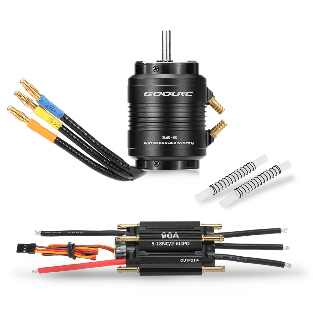 

GoolRC Original 90A Brushless ESC and 3660 4300KV Motor with 36-S Water Cooling Jacket Combo for 800-1000mm RC Boat