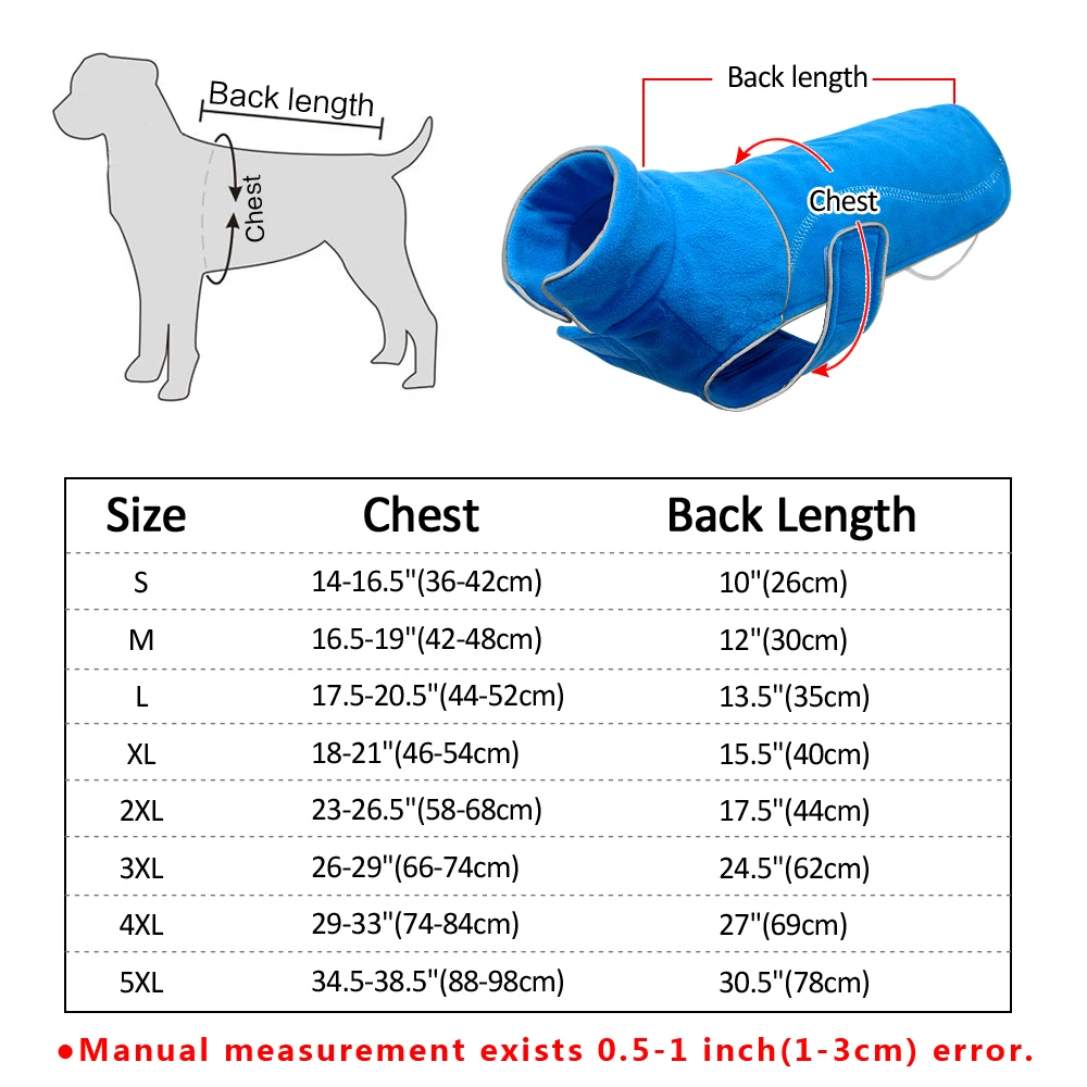 Зимнее флисовое пальто для собак, куртка для маленьких собак, чихуахуа, мопса, Теплый жилет для щенков, больших собак, светоотражающая одежда, Roupa Cachorro S-5XL