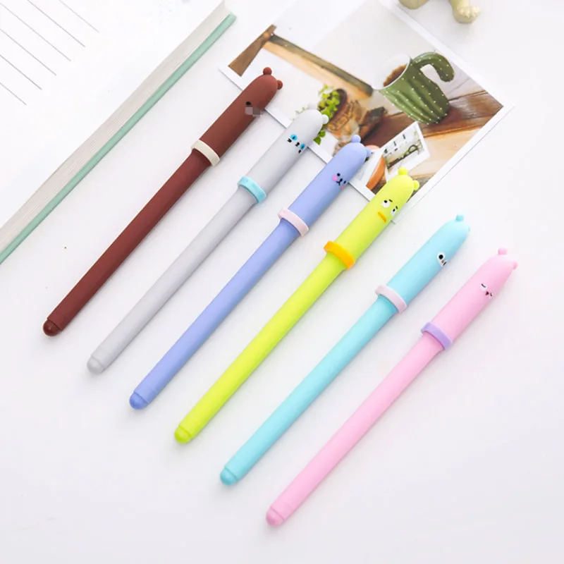 

1Pcs Korea Cartoon Animal Expression Gel Pen 0.38mm Student Writing Signature Pen Black Ink Office Stationery Supplies